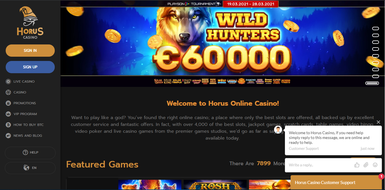 horus casino promo code bonus